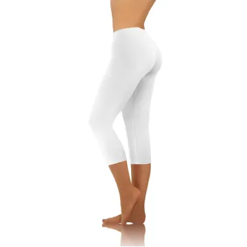 Legginsy damskie sportowe wiskoza kryjące długość 3/4 Biały