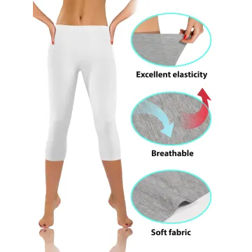Legginsy damskie sportowe wiskoza kryjące długość 3/4 Biały