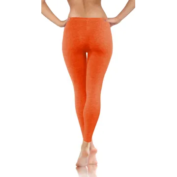 Legginsy damskie sportowe wiskoza kryjące długie orange melange