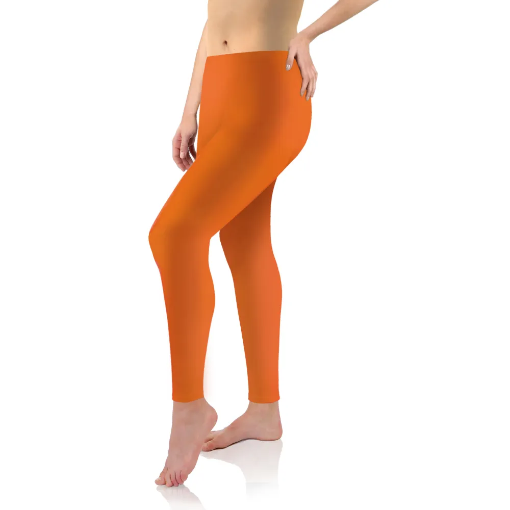 Legginsy damskie sportowe wiskoza kryjące długie orange melange