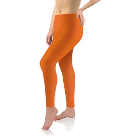 Legginsy damskie sportowe wiskoza kryjące długie orange melange