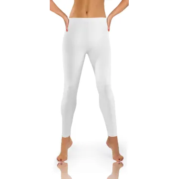 Legginsy damskie sportowe wiskoza kryjące długie białe