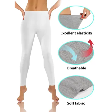 Legginsy damskie sportowe wiskoza kryjące długie białe