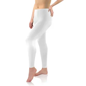 Legginsy damskie sportowe wiskoza kryjące długie białe