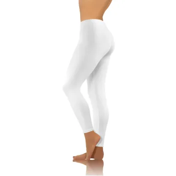 Legginsy damskie sportowe wiskoza kryjące długie białe