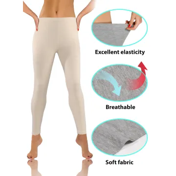 Legginsy damskie sportowe wiskoza kryjące długie beżowe