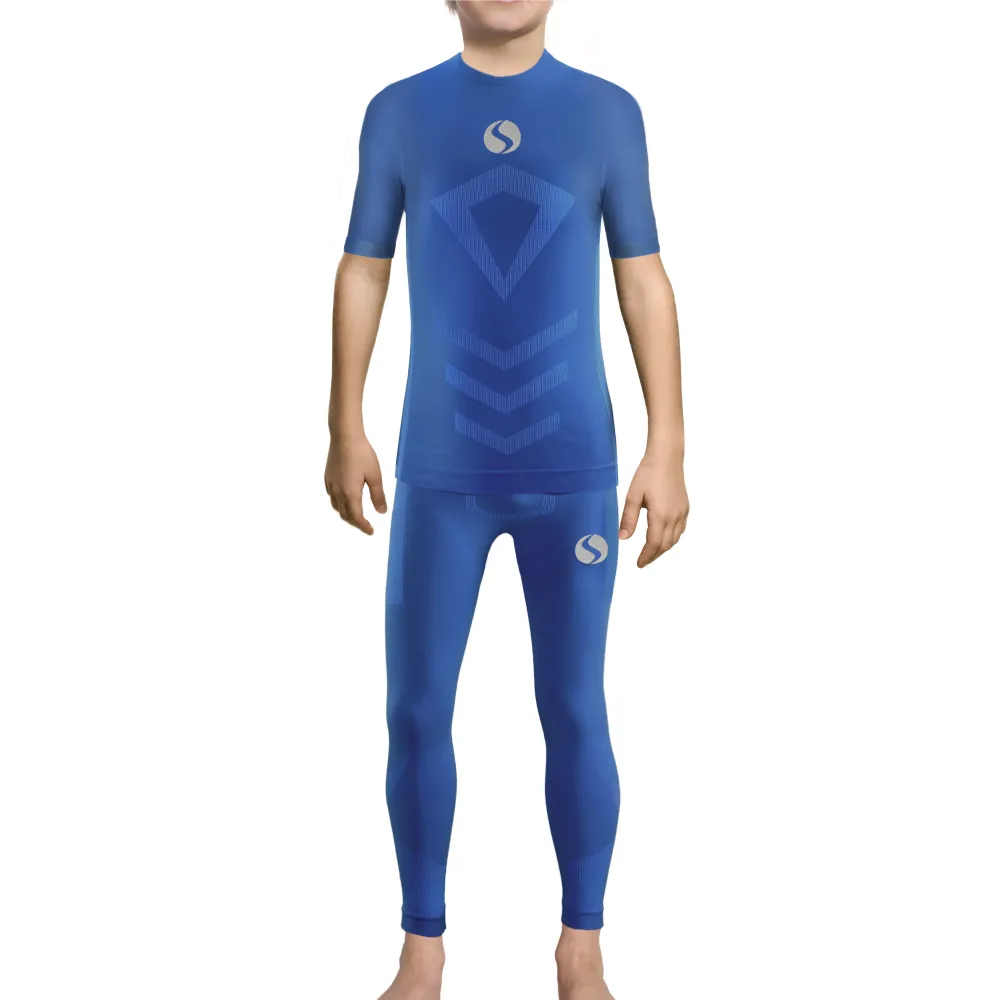 Sesto Senso Komplet Thermo chłopięcy krótki rękaw długie spodnie CL39, CL42 Chabrowy