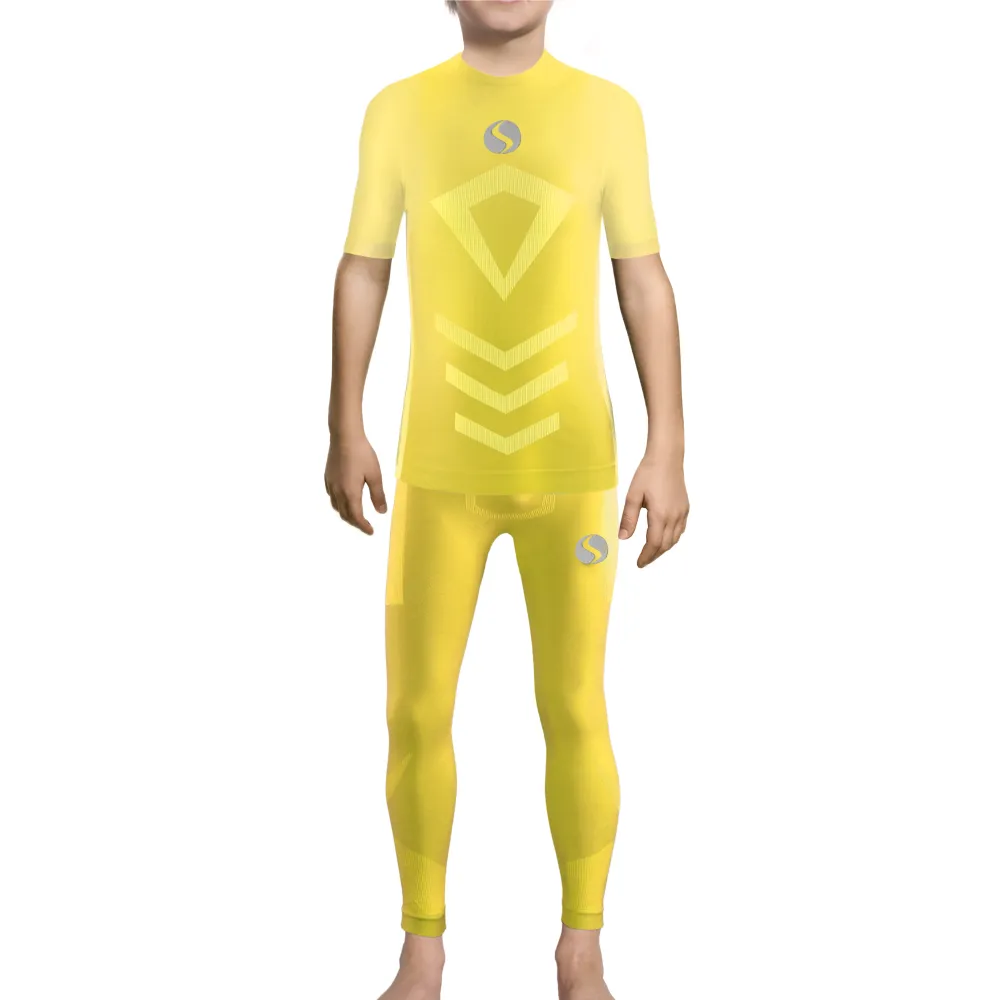 Sesto Senso Komplet Thermo chłopięcy krótki rękaw długie spodnie CL39, CL42 Żółty