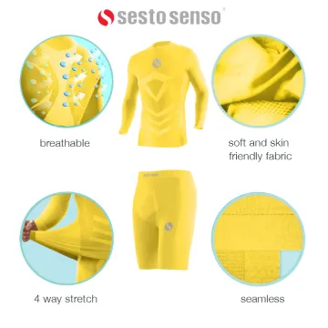 Sesto Senso Komplet Thermo chłopięcy krótki rękaw długie spodnie CL39, CL42 Żółty
