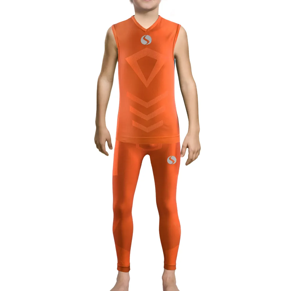 Sesto Senso Komplet Thermo chłopięcy bezrękawnik długie spodnie CL38, CL42 Pomarańczowy