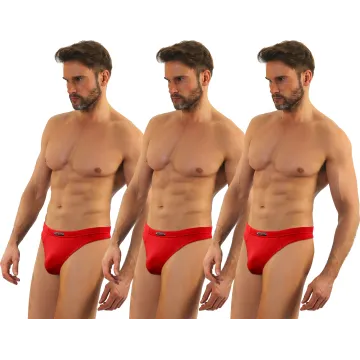 3-PAK Stringi męskie STM02 odważne czerwony