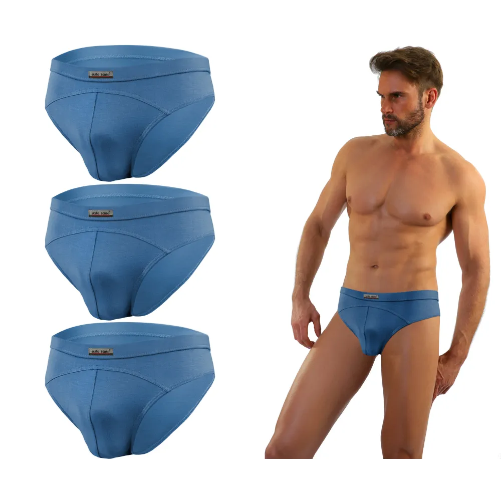 3-PAK Slipy męskie SM03 sportowy styl micromodal majtki płaskie szwy Jeansowe