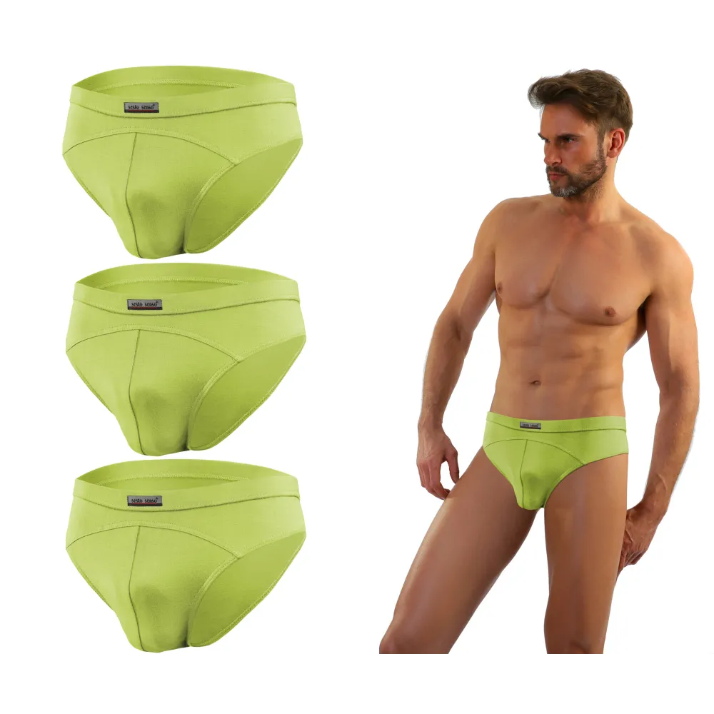 3-PAK Slipy męskie SM03 sportowy styl micromodal majtki płaskie szwy Pistacjowe