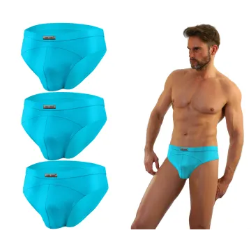 3-PAK Slipy męskie SM03 sportowy styl micromodal majtki płaskie szwy Turkus