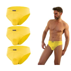 3-PAK Slipy męskie SM03 sportowy styl micromodal majtki płaskie szwy Żółte