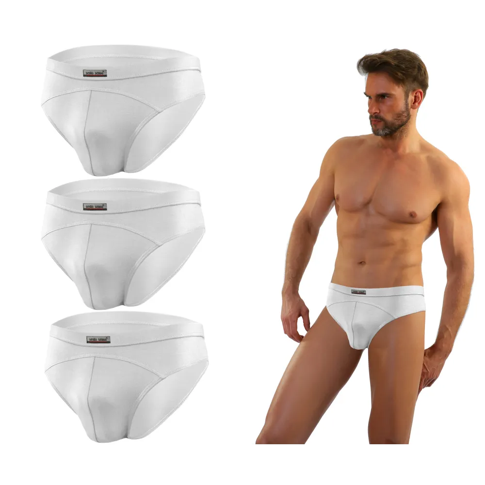 3-PAK Slipy męskie SM03 sportowy styl micromodal majtki płaskie szwy Białe