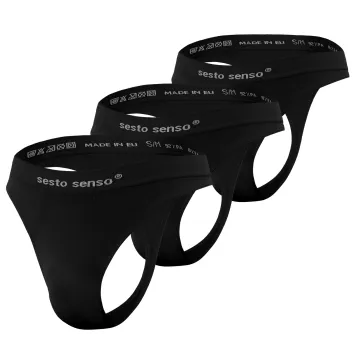 3-PAK Stringi męskie bezszwowe CL13 idealnie dopasowane Czarne