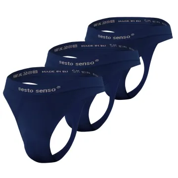 3-PAK Stringi męskie bezszwowe CL13 idealnie dopasowane Granatowe