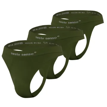 3-PAK Stringi męskie bezszwowe CL13 idealnie dopasowane Khaki