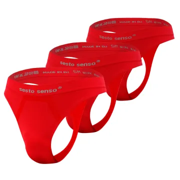 3-PAK Stringi męskie bezszwowe CL13 idealnie dopasowane Czerwone