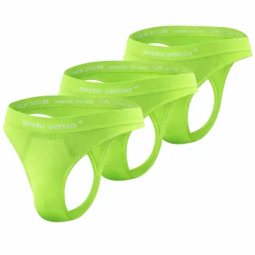 3-PAK Stringi męskie bezszwowe CL13 idealnie dopasowane Seledynowe