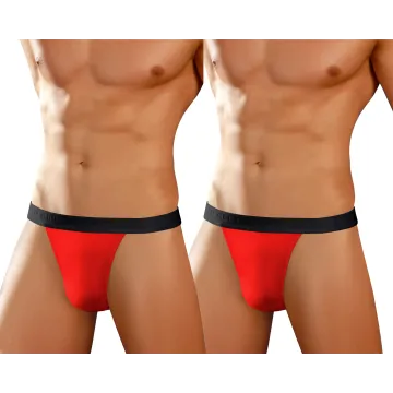 2-PAK Stringi męskie STM01 bawełniane Czerwone