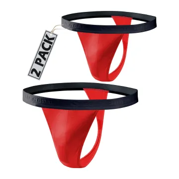 2-PAK Stringi męskie STM01 bawełniane Czerwone