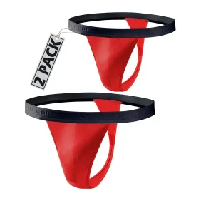 2-PAK Stringi męskie STM01 bawełniane Czerwone