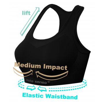 Sesto Senso Komplet damski Top sportowy CL14, Leginsy fitness push up CL21 Czarny