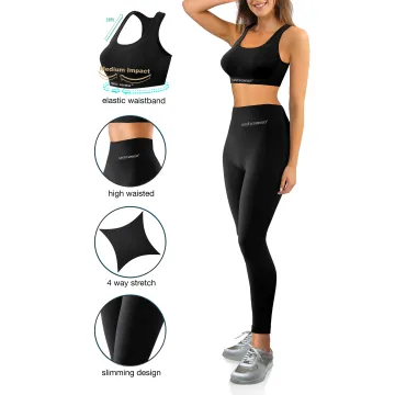 Sesto Senso Komplet damski Top sportowy CL14, Leginsy fitness push up CL21 Czarny