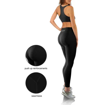 Sesto Senso Komplet damski Top sportowy CL14, Leginsy fitness push up CL21 Czarny