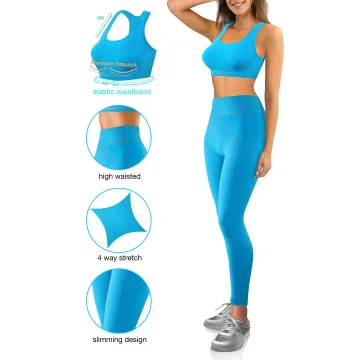 Sesto Senso Komplet damski Top sportowy CL14, Leginsy fitness push up CL21 Turkusowy