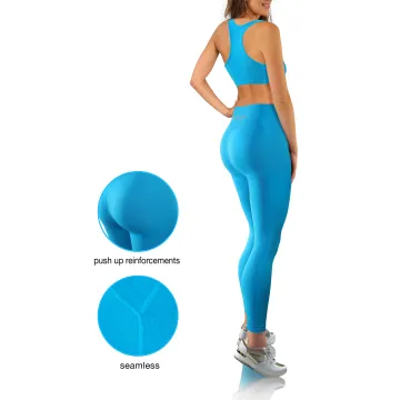 Sesto Senso Komplet damski Top sportowy CL14, Leginsy fitness push up CL21 Turkusowy