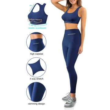 Sesto Senso Komplet damski Top sportowy CL14, Leginsy fitness push up CL21 Granatowy