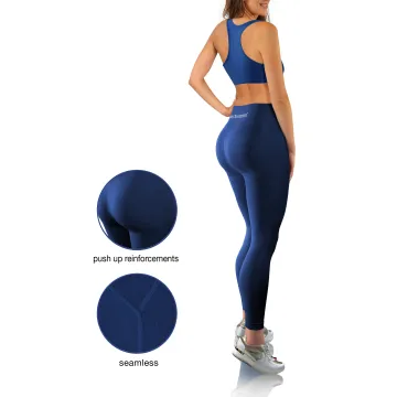 Sesto Senso Komplet damski Top sportowy CL14, Leginsy fitness push up CL21 Granatowy