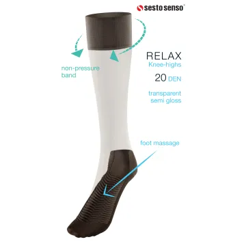 2-PAK Podkolanówki Relax 20 DEN masujące spód stopy, relaksujące cienkie Fumo