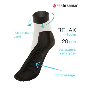 2-PAK Skarpetki RELAX 20 DEN masujące spód stopy, relaksujące cienkie Czarne