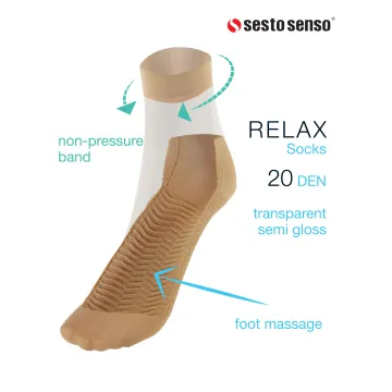 2-PAK Skarpetki RELAX 20 DEN masujące spód stopy, relaksujące cienkie Naturale