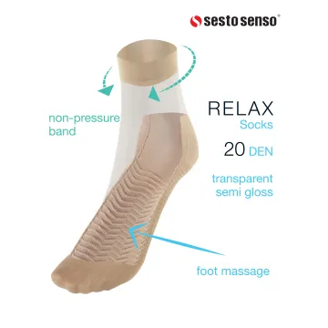 2-PAK Skarpetki RELAX 20 DEN masujące spód stopy, relaksujące cienkie Sand