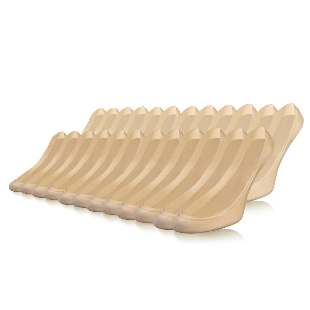 12-PAK Balerinki damskie z silikonem Beżowy