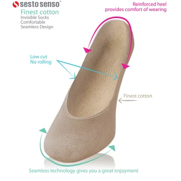 3-PAK Balerinki damskie niewidoczne bawełniane anatomiczne mix kolorów