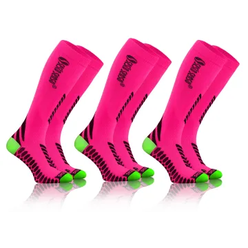 3-PAK Podkolanówki dla biegaczy kompresyjne unisex Różowy