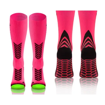 3-PAK Podkolanówki dla biegaczy kompresyjne unisex Różowy