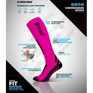 3-PAK Podkolanówki dla biegaczy kompresyjne unisex Różowy
