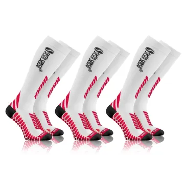 3-PAK Podkolanówki dla biegaczy kompresyjne unisex Biały