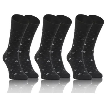 3-PAK Skarpety męskie Classic Garniturowe bawełniane wzór Kotwice Grafitowe