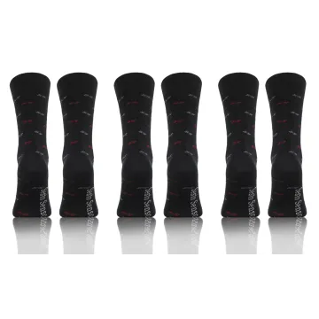 3-PAK Skarpety męskie Classic Garniturowe bawełniane wzór SS Czarne