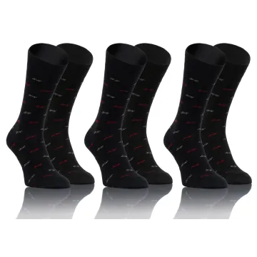3-PAK Skarpety męskie Classic Garniturowe bawełniane wzór SS Czarne
