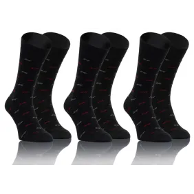 3-PAK Skarpety męskie Classic Garniturowe bawełniane wzór SS Czarne