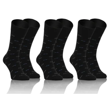 3-PAK Skarpety męskie Classic Garniturowe bawełniane wzór SS Grafitowe